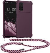 coque kwmobile pour Xiaomi Poco M4 Pro - coque de protection en silicone avec cordon de suspension - violet bordeaux