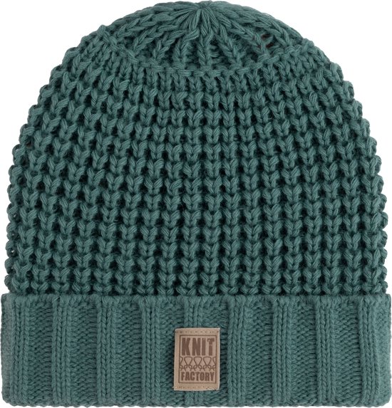 Knit Factory Robin Gebreide Muts Heren & Dames - Beanie hat - Laurel - Grofgebreid - Warme groene Wintermuts - Unisex - One Size