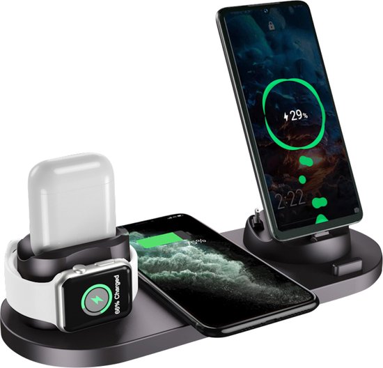 Nuvance - 6 in 1 Oplaadstation - voor Apple iPhone en Samsung - Wireless Fast Charger - Draadloze Oplader - Snellader