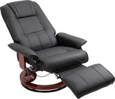 HOMCOM TV fauteuil verstelbare fauteuil kunstleder 360 ° draaistoel, kantelbare houten voet 833-621