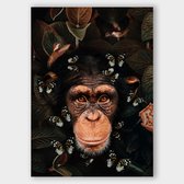 Poster Tropical Chimpanzee - Papier - 100x140 cm  | Wanddecoratie - Interieur - Art - Wonen - Schilderij - Kunst