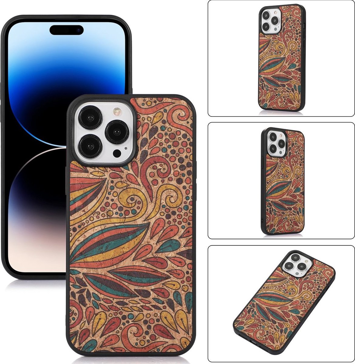 Mobigear Hoesje geschikt voor Apple iPhone 14 Pro Telefoonhoesje Flexibel TPU | Mobigear Cork Backcover | iPhone 14 Pro Case | Back Cover - Model 3