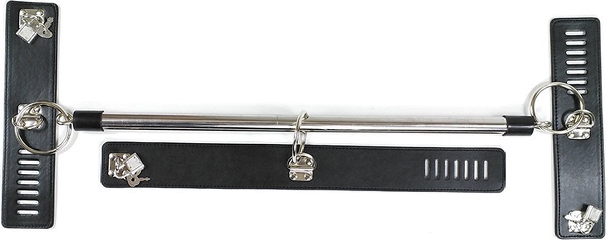 Goedkoopste Handboeien halsband met stang - zwart