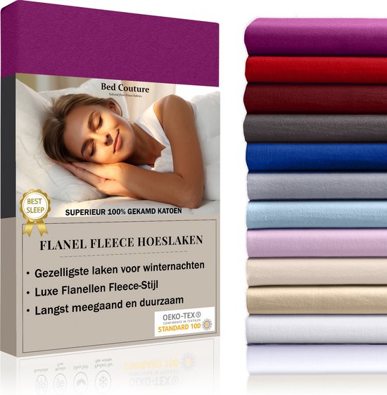 Bed couture Flannel Fleece Hoeslaken 100% Katoen Extra zacht en Warm