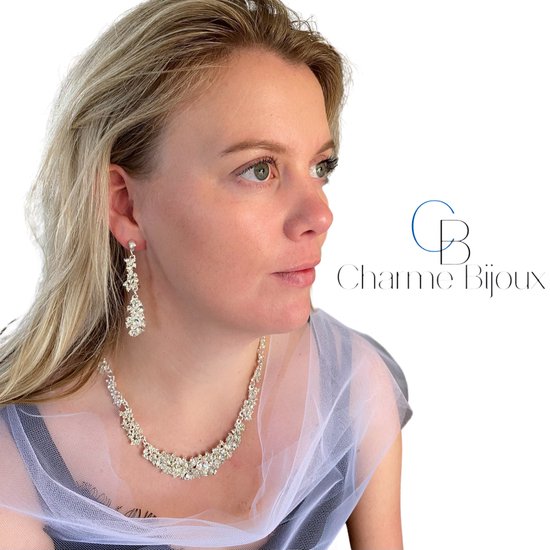 Ketting-Trouwen-Gisela-Zilverkleur-Ketting met oorbellen-Charme Bijoux