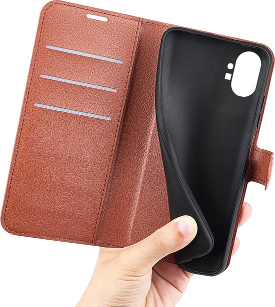 Nothing Phone 1 Case - MobyDefend Leatherette Wallet Book Case (Fermeture Avant) - Marron - Étui pour téléphone portable - Étui pour téléphone Ce produit est compatible avec: Nothing Phone (1)