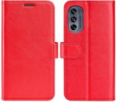 Motorola Moto G62 Hoesje - MobyDefend Wallet Book Case (Sluiting Achterkant) - Rood - GSM Hoesje - Telefoonhoesje Geschikt Voor Motorola Moto G62