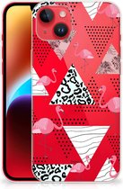 Leuk TPU Back Cover iPhone 14 Plus GSM Hoesje Doorzichtig Flamingo Triangle