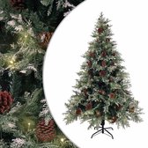 vidaXL - Kerstboom - met - LED - en - dennenappels - 150 - cm - PVC - en - PE - groen - en - wit