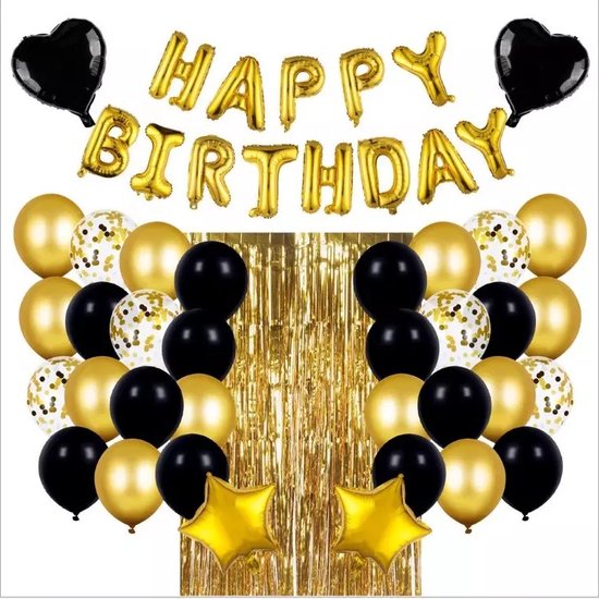 13de verjaardag decoraties voor jongens meisjes - Marineblauw gouden ballonnen feestset met Happy Birthday (gelukkige verjaardag) spandoek, slingerballonnen, marineblauw gouden decor