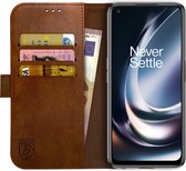 Rosso Element Book Case Wallet Hoesje Geschikt voor OnePlus Nord CE 2 Lite | Portemonnee | 3 Pasjes | Magneetsluiting | Stand Functie | Bruin