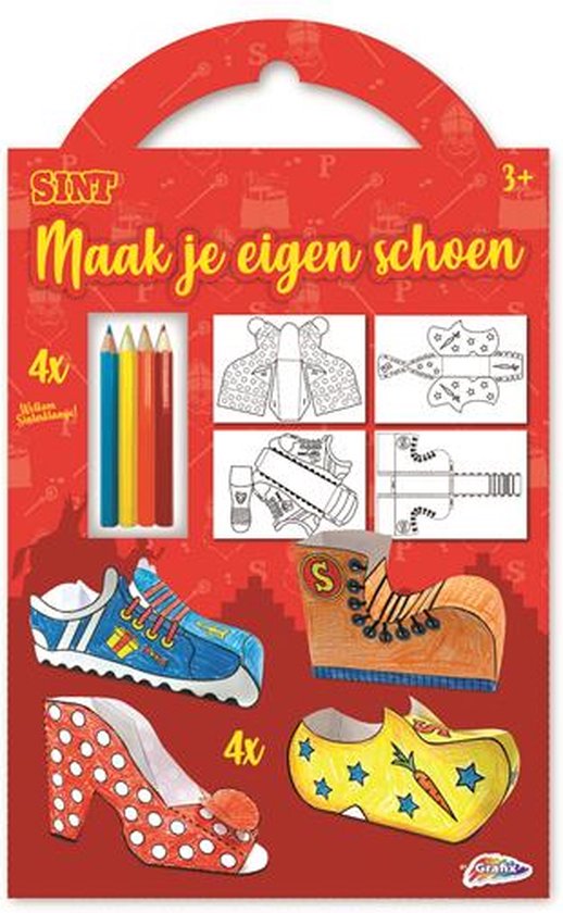 Sinterklaas knutselset - Maak je eigen schoen 4 designs + 4 potloden |  bol.com