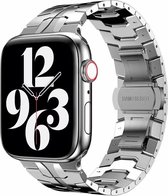 By Qubix Stalen schakelband - Zilver - Geschikt voor Apple Watch 42mm - 44mm - 45mm - Ultra - 49mm - Compatible Apple watch bandje - smartwatch bandje