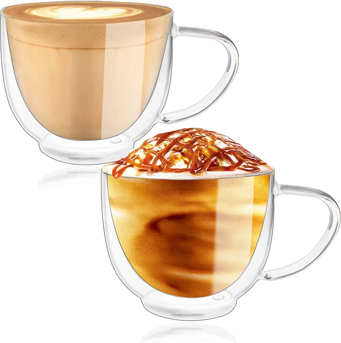 4 Tasse À Café Double Paroi de 350ml pour Latte Macchiato, Verre à Café/Thé  - Maintient les boissons chaudes/froides plus longtemps - Avec Boîte Cadeau  : : Cuisine et Maison