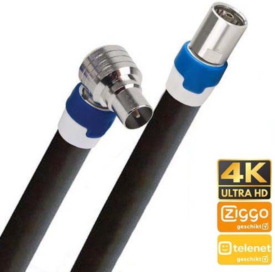 Coax kabel geschikt voor Ziggo & Telenet op de hand gemaakt - 15 meter -  Zwart - IEC... | bol.com