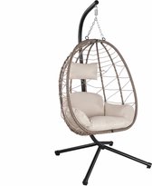 Bol.com Polyrotan Hangstoel Aria - Beige - Incl. onderstel aanbieding