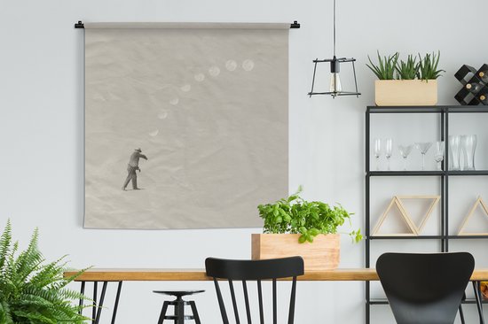 Tapisserie - Tapisserie - Vintage - Lune - Homme - 150x150 cm - Tapisserie