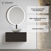 Viidako – Signature Design Badkamermeubel 80 cm breed – Charcoal - Top kwaliteit & perfect passend in uw Japandi badkamer! – Inclusief topblad