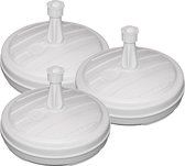 Set van 3x ronde parasolvoet wit 42 cm - 13 liter - Steeldikte 1,8 tot 3 cm