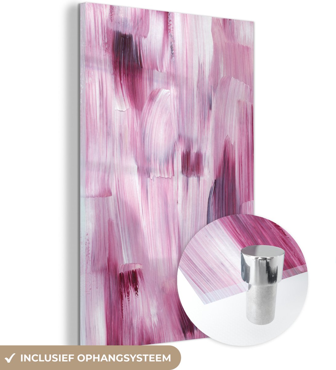 MuchoWow® Glasschilderij 40x60 cm - Schilderij acrylglas - Kleuren - Verf - Schilderij - R