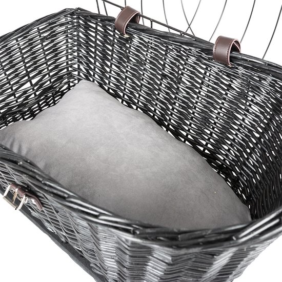 Duvoplus - Fietsmand - Hond - Provence Rieten Fietsmand Bagagedrager & Kuss 35x55x49cm - Max. 13kg Zwart - 1st van Duvoplus — afbeelding 5