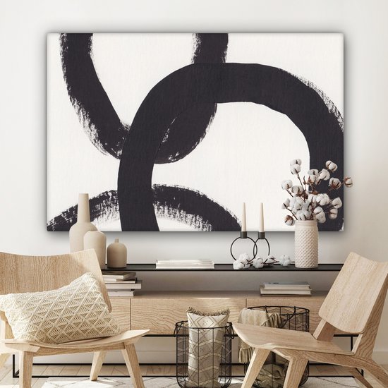 Tableau sur toile abstrait - Formes - Zwart - Cercles - 120x80 cm - Décoration murale