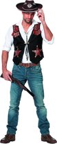 Wilbers & Wilbers - Cowboy & Cowgirl Kostuum - Lonely Star Cowboyvest Man - Bruin, Zwart - Maat 60 - Carnavalskleding - Verkleedkleding