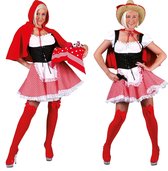 Funny Fashion - Roodkapje Kostuum - Rood Rodeo Kapje - Vrouw - rood - Maat 32-34 - Carnavalskleding - Verkleedkleding