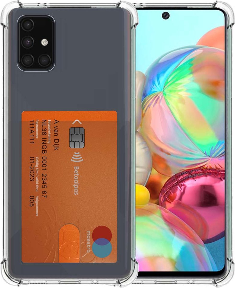 Smartphonica Telefoonhoesje Geschikt voor Samsung Galaxy A71 4G met Pasjeshouder Doorzichtig Siliconen - Transparant TPU Shockproof Backcover Case with Card Slot geschikt voor Samsung Galaxy A71 4G