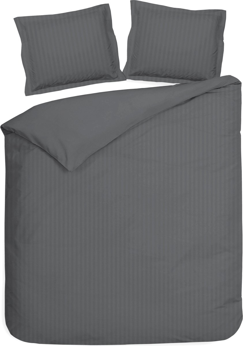 Heckettlane Classic-Anthracite Dekbedovertrek Banda 240x200-220 cm + 2 slopen 60x70 cm, gemaakt van 100% Katoen-Satijn Antraciet