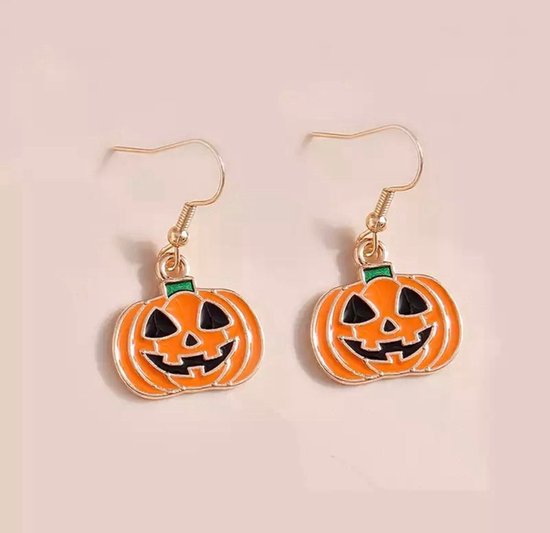 Akyol - pompoen oorbellen - oranje - pompoen - Cadeau - pompoen sieraad - oorbel pompoen - halloween oorhangers - Halloween -trick or treat -Sieraad - carnaval- griezelig - oranje oorbel - meisjes -sint maarten - horror – cadeau - gift