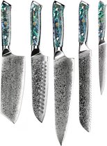 Shinrai Japan - Ensemble de couteaux - 5 pièces - Couteau de chef - Couteau japonais - Couteau - Bijoux en nacre - Avec coffret cadeau de Luxe