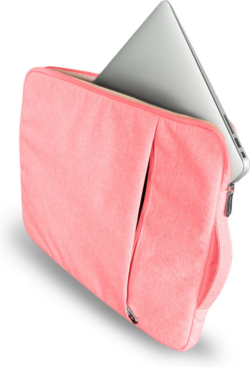 Laptophoes 14-15,6 inch waterafstotend krasbestendig soft velvet binnenkant dun lichtgewicht roze Coverzs luxe - Afbeelding 4