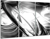 GroepArt - Schilderij -  Abstract - Grijs, Zilver, Wit - 120x80cm 3Luik - 6000+ Schilderijen 0p Canvas Art Collectie