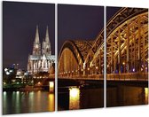 GroepArt - Schilderij -  Bruggen - Goud, Geel, Zwart - 120x80cm 3Luik - 6000+ Schilderijen 0p Canvas Art Collectie