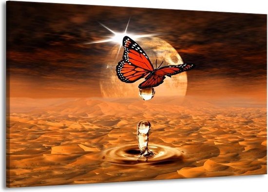 Canvas schilderij Vlinder | Bruin, Goud | | F005893