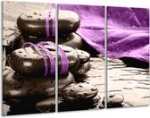 GroepArt - Schilderij -  Spa - Paars, Grijs - 120x80cm 3Luik - 6000+ Schilderijen 0p Canvas Art Collectie