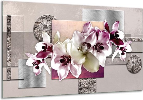 Peinture sur verre Orchidée, Fleurs | Violet, gris | 120x70cm 1Hatch | Tirage photo sur verre |  F007815