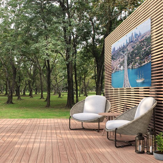 Gards Affiche de jardin Istanbul Bosphorus Bridge from Above - 200x100 cm - Toile de jardin - Décoration de jardin - Décoration murale extérieur - Peinture de jardin