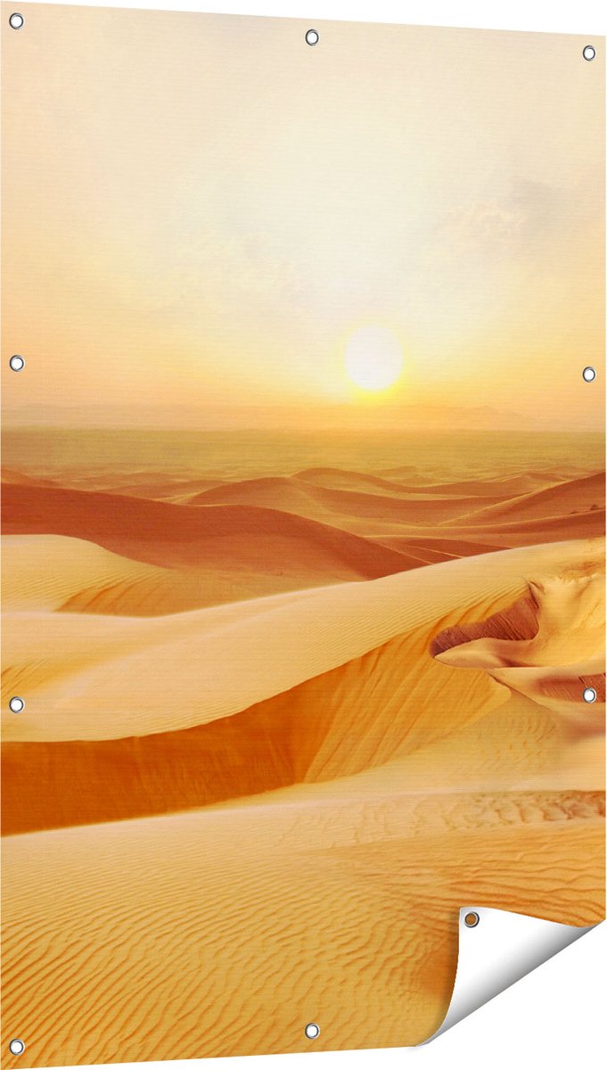 Gards Tuinposter Woestijn bij Zonsondergang in de Sahara - 80x120 cm - Tuindoek - Tuindecoratie - Wanddecoratie buiten - Tuinschilderij Multikleur