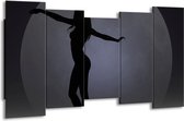 GroepArt - Canvas Schilderij - Vrouw - Zwart, Grijs, Wit - 150x80cm 5Luik- Groot Collectie Schilderijen Op Canvas En Wanddecoraties