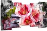 Peinture sur toile Fleur | Rouge, blanc, gris | 150x80cm 5Liège