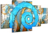 GroepArt - Schilderij -  Art - Blauw, Geel, Wit - 160x90cm 4Luik - Schilderij Op Canvas - Foto Op Canvas