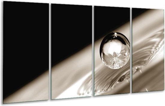 GroepArt - Glasschilderij - Macro - Sepia, Zwart - 160x80cm 4Luik - Foto Op Glas - Geen Acrylglas Schilderij - 6000+ Glasschilderijen Collectie - Wanddecoratie