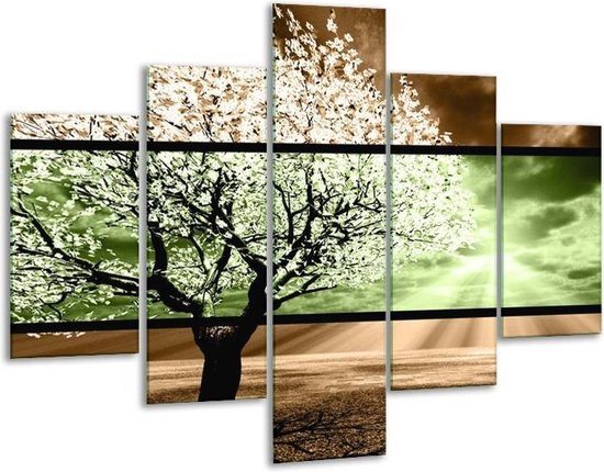 Peinture sur verre d'arbre | Marron, vert, noir | 100x70cm 5Liège | Tirage photo sur verre |  F004459