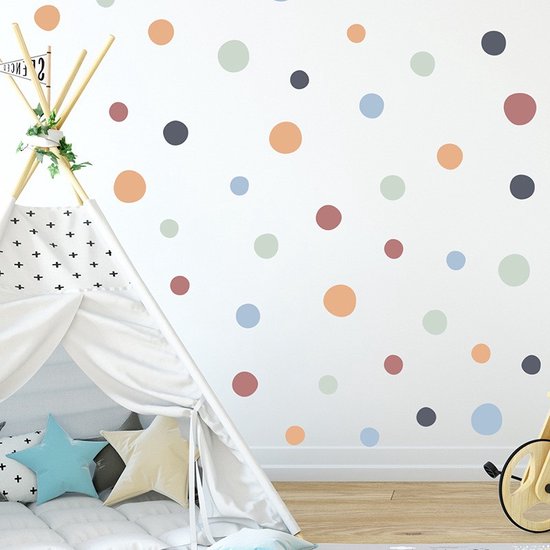 Stickerkamer® - Muurstickers - Kinderkamer - Babykamer - Stippen - Polka dots - Cirkels - Jongen - Meisje - Muurdecoratie
