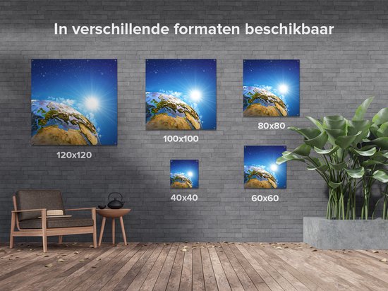 Gards Tuinposter Aarde vanuit de Ruimte op Europa - 40x40 cm - Tuindoek - Tuindecoratie - Wanddecoratie buiten - Tuinschilderij