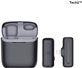 Mini microphone sans fil TechU™ - iOS pour Apple - Enregistrement Audio, interview et podcast - Comprend un étui de rangement - Zwart