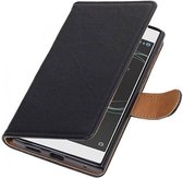 Echt lederen wallet hoes Sony Xperia L1 zwart