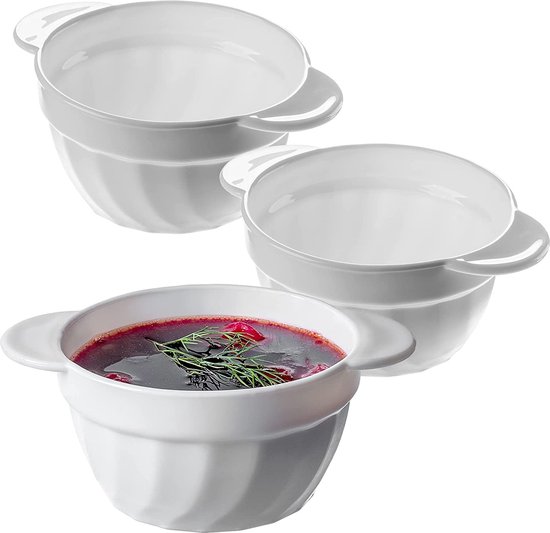 Bol En Porcelaine De 300 Ml Avec Poignée - Pour Soupe, Céréales, Dessert - Va Au Micro-ondes Et Lave-vaisselle